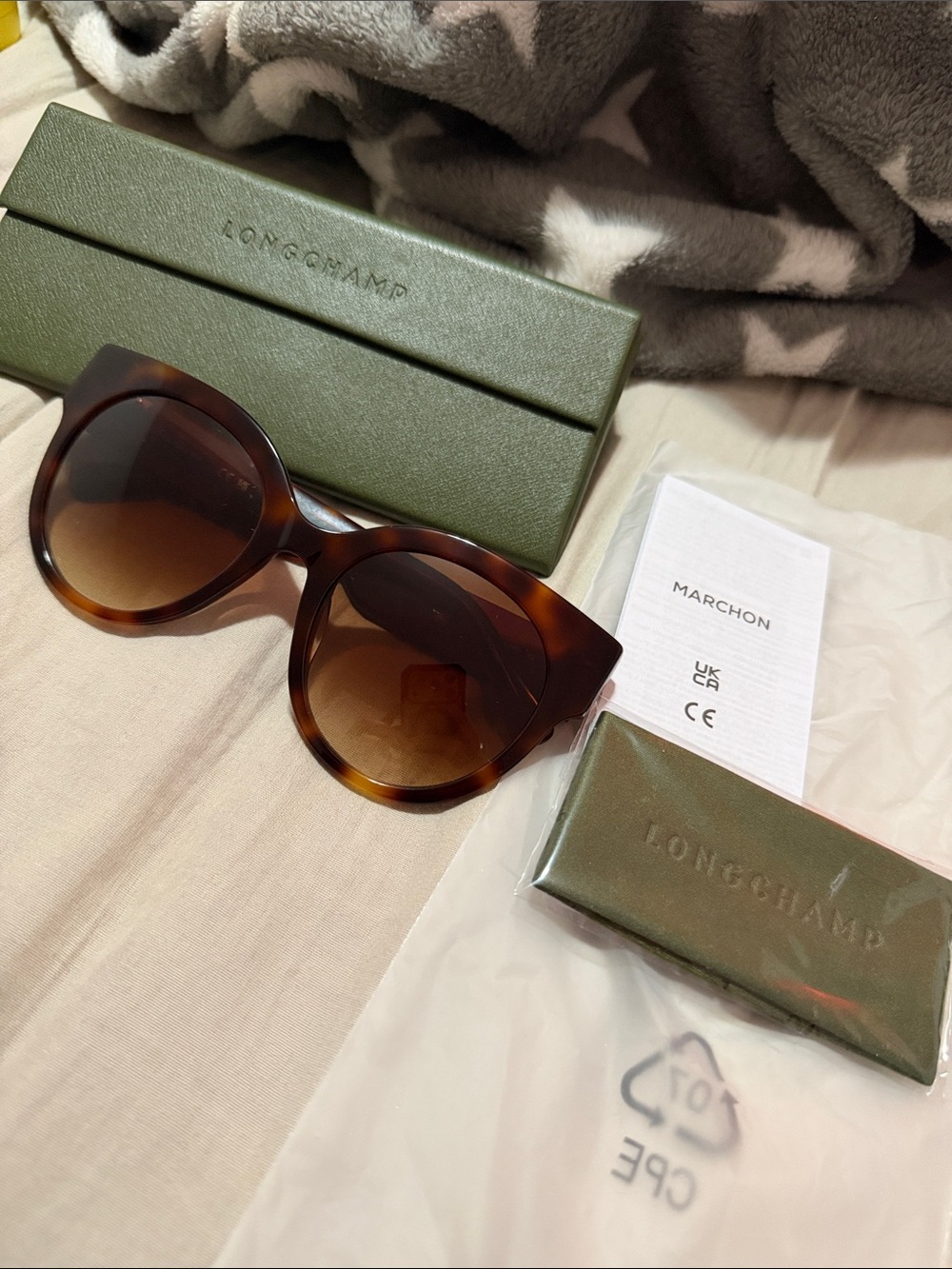 NWT Longchamp Tortoiseshell Sunglasses with Brown Gradient Lenses